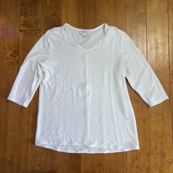 Peck & Peck Tops - Peck & Peck Ribbed Tunic Top Size L White Lagenlook Coastal Oversized Relaxed